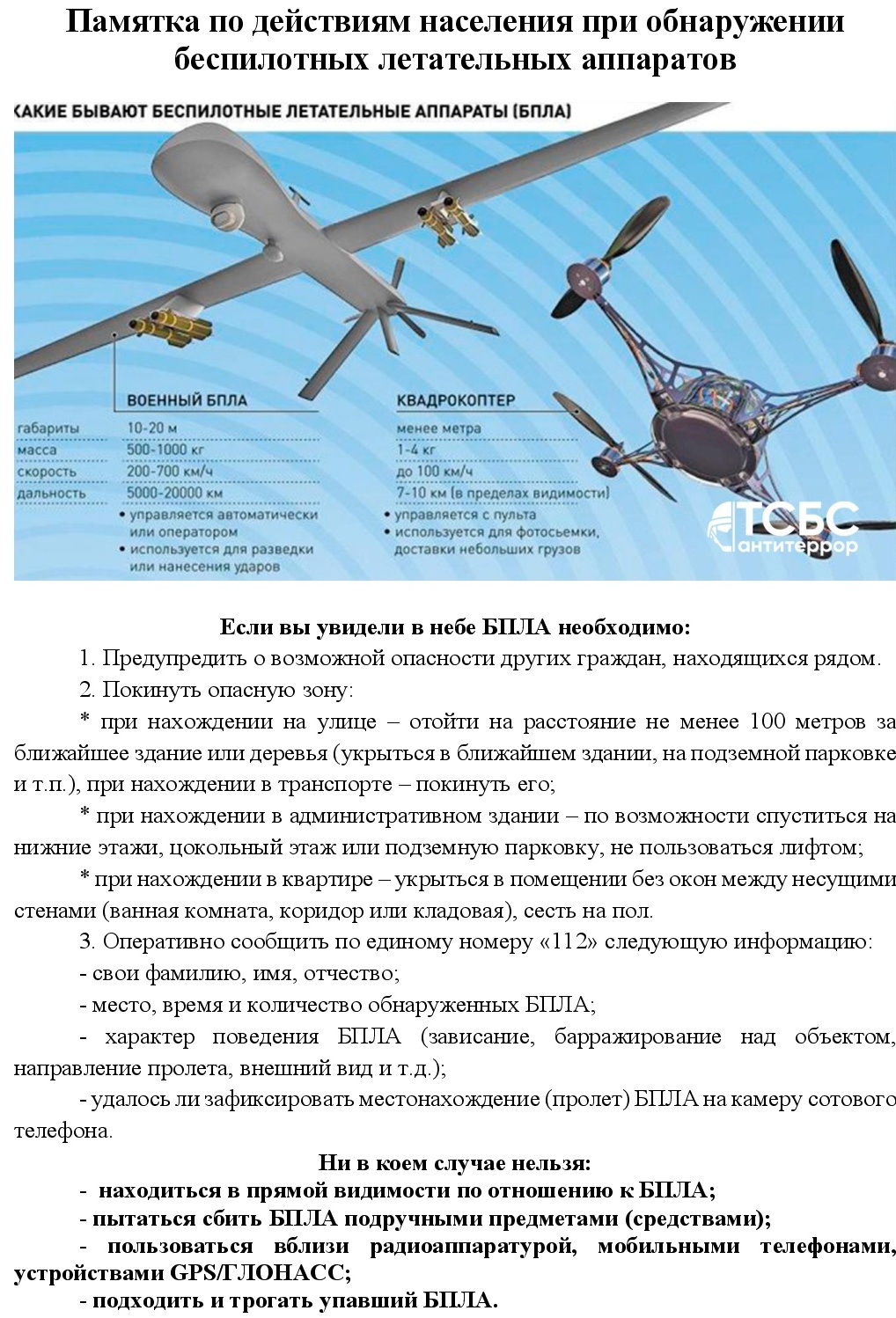 Памяткак БПЛА